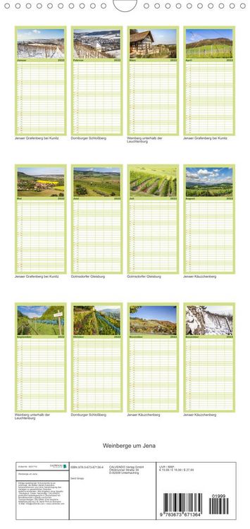 Produktbild: Familienplaner Weinberge um Jena (Wandkalender 2022 , 21 cm x 45 cm, hoch)