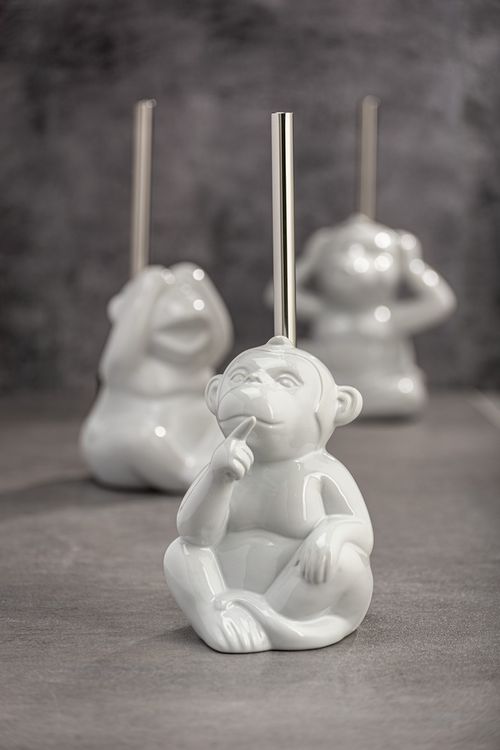 Produktbild: WC-Garnitur Mod. Monkey Quiet Wei&szlig; Keramik, B&uuml;rstenkopf auswechselbar