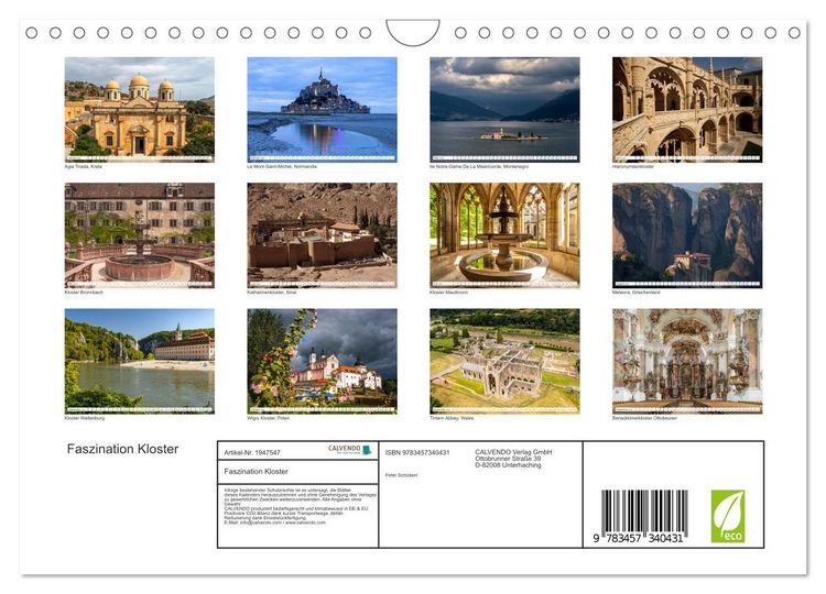 Produktbild: Faszination Kloster (Wandkalender 2026 DIN A4 quer), CALVENDO Monatskalender