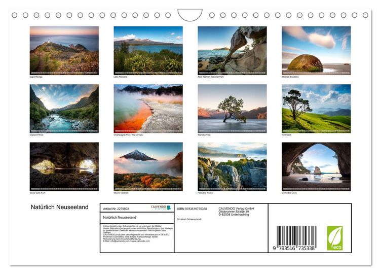 Produktbild: Nat&uuml;rlich Neuseeland (Wandkalender 2026 DIN A4 quer), CALVENDO Monatskalender