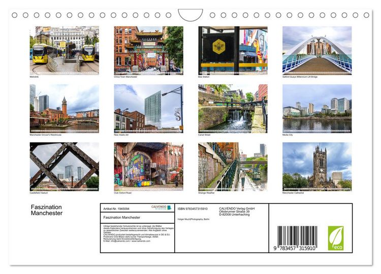 Produktbild: Faszination Manchester (Wandkalender 2026 DIN A4 quer), CALVENDO Monatskalender