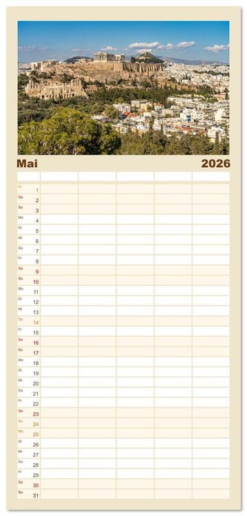 Produktbild: Familienplaner 2026 - Griechenland - Athen mit 5 Spalten (Wandkalender, 21 x 45 cm) CALVENDO