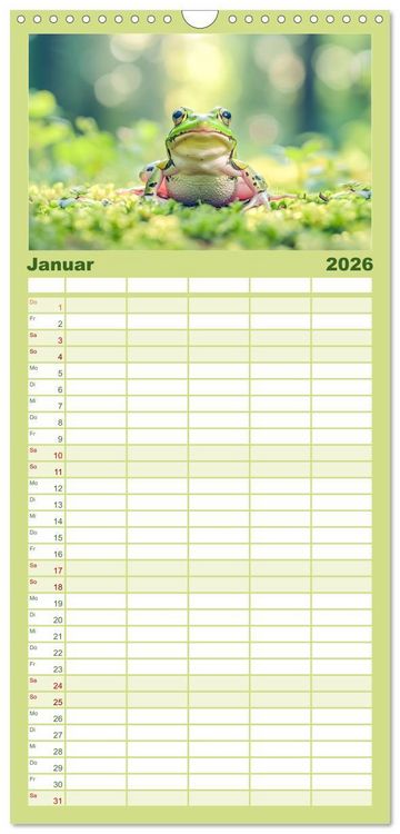 Produktbild: Familienplaner 2026 - Lustige Amphibienbande mit 5 Spalten (Wandkalender, 21 x 45 cm) CALVENDO