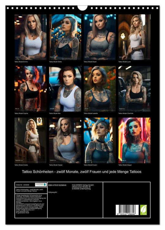 Produktbild: Tattoo Sch&ouml;nheiten - zw&ouml;lf Monate, zw&ouml;lf Frauen und jede Menge Tattoos (Wandkalender 2026 DIN A3 hoch), CALVENDO Monatskalender