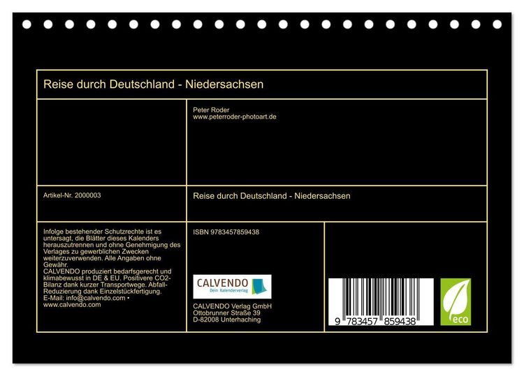 Produktbild: Reise durch Deutschland - Niedersachsen (Tischkalender 2026 DIN A5 quer), CALVENDO Monatskalender