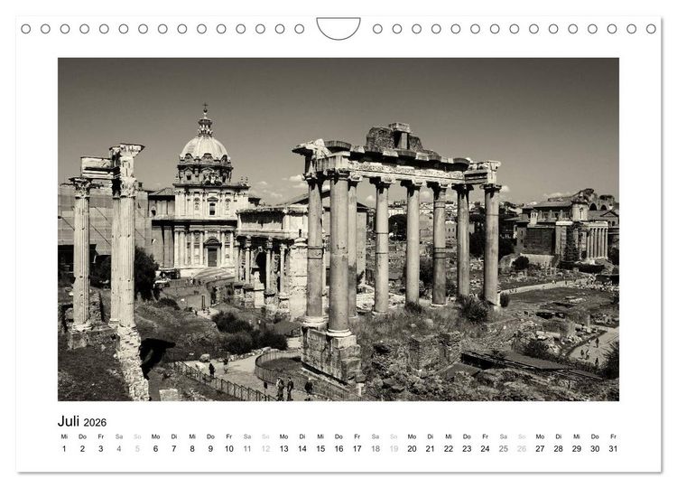 Produktbild: Rom in schwarz - weiss (Wandkalender 2026 DIN A4 quer), CALVENDO Monatskalender