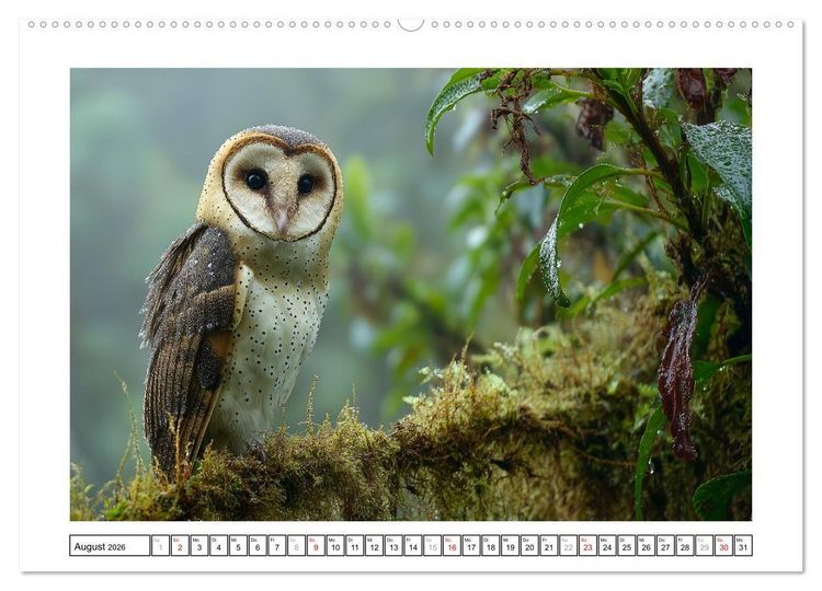 Produktbild: Eulen aus aller Welt - Faszinierende J&auml;ger der Nacht (Wandkalender 2026 DIN A2 quer), CALVENDO Monatskalender