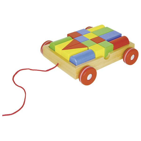 Produktbild: Ziehwagen mit 18 Bausteinen, goki basic.