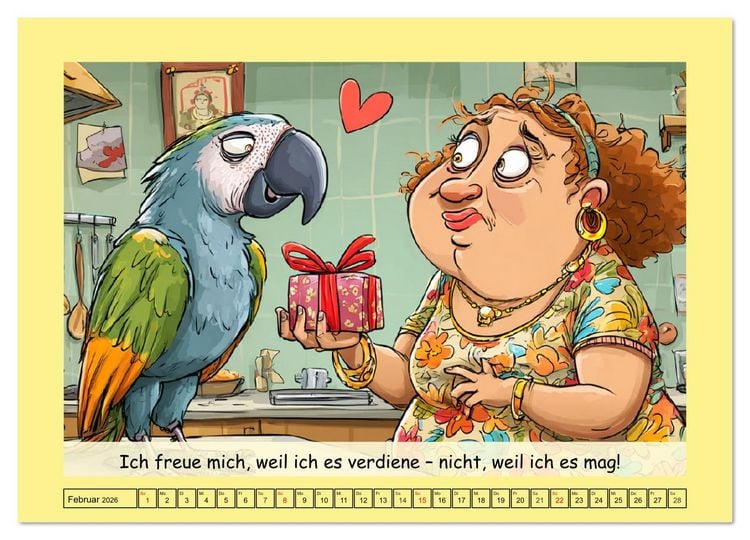 Produktbild: Witzige Cartoons und Spr&uuml;che. Das lustige Leben mit einem Vogel (hochwertiger Premium Wandkalender 2026 DIN A2 quer), Kunstdruck in Hochglanz
