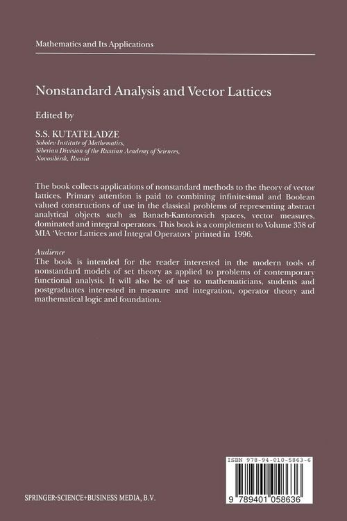 Produktbild: Nonstandard Analysis and Vector Lattices