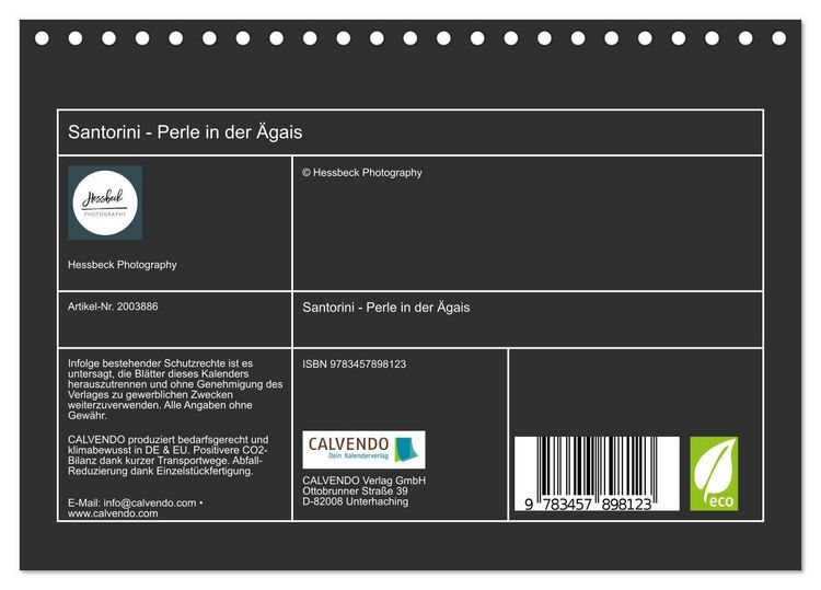 Produktbild: Santorini - Perle in der &Auml;gais (Tischkalender 2026 DIN A5 quer), CALVENDO Monatskalender