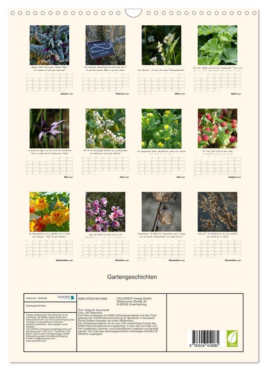 Produktbild: Gartengeschichten (Wandkalender 2026 DIN A3 hoch), CALVENDO Monatskalender