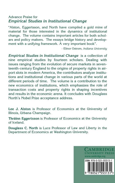 Produktbild: Empirical Studies in Institutional Change