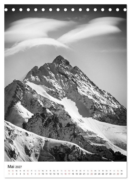 Produktbild: SCHWEIZER ALPEN in Schwarz und Wei&szlig; (Tischkalender 2027 DIN A5 hoch), CALVENDO Monatskalender