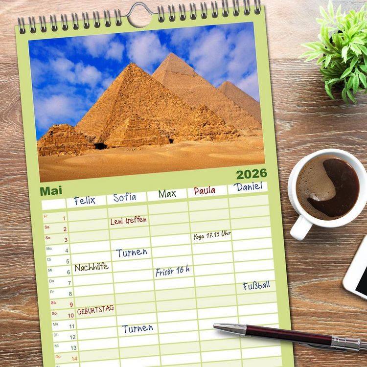 Produktbild: Familienplaner 2026 - &Auml;gypten mit 5 Spalten (Wandkalender, 21 x 45 cm) CALVENDO
