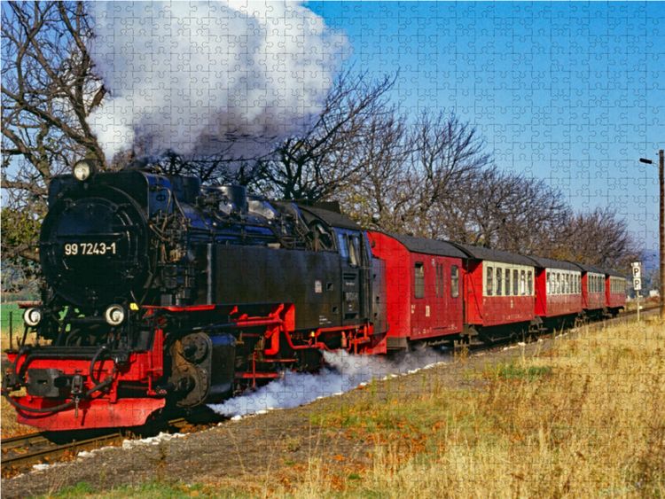 Produktbild: CALVENDO Puzzle Dampflok der Harzer Schmalspurbahnen 1991 am Hp Nordhausen Krimderode | 1000 Teile Lege-Gr&ouml;&szlig;e 64x48cm Foto-Puzzle f&uuml;r gl&uuml;ckliche Stund