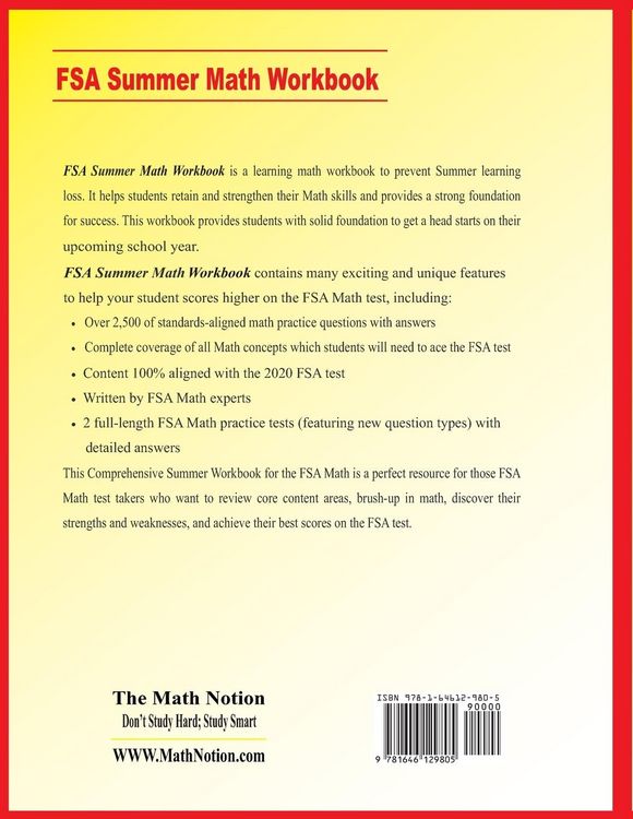 Produktbild: FSA Grade 3 Summer Math Workbook