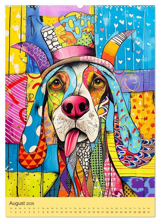 Produktbild: Pop-Art Hunde - Moderne, verr&uuml;ckte Hundeportr&auml;ts (Wandkalender 2026 DIN A2 hoch), CALVENDO Monatskalender