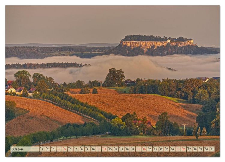 Produktbild: Die Festung K&ouml;nigstein im Licht der vier Jahreszeiten (Wandkalender 2026 DIN A3 quer), CALVENDO Monatskalender