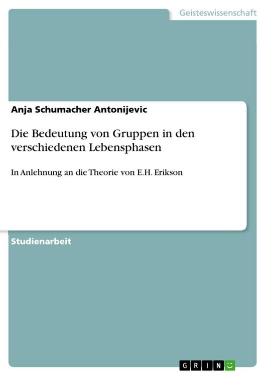 Produktbild: Die Bedeutung von Gruppen in den verschiedenen Lebensphasen