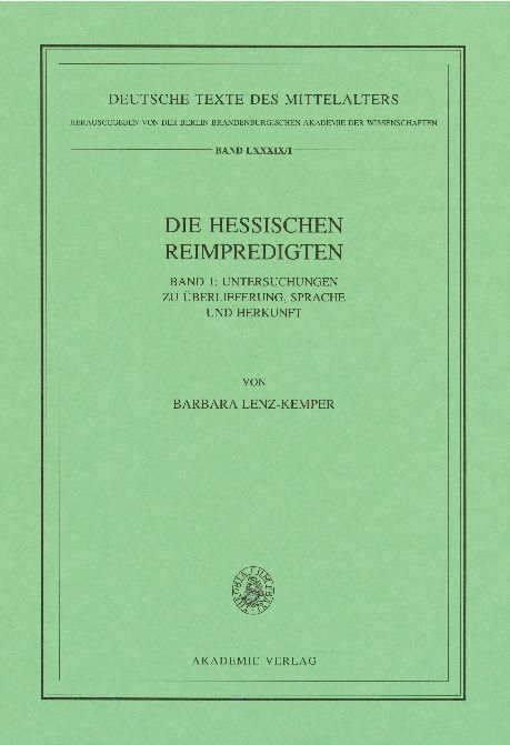 Produktbild: Die Hessischen Reimpredigten