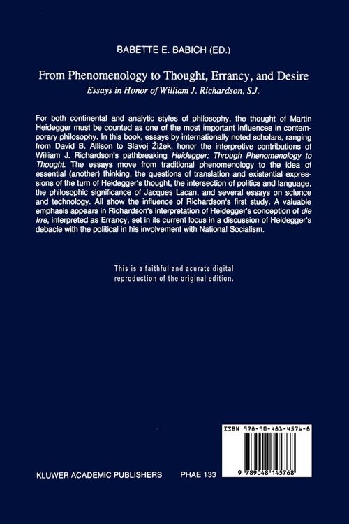 Produktbild: From Phenomenology to Thought, Errancy, and Desire