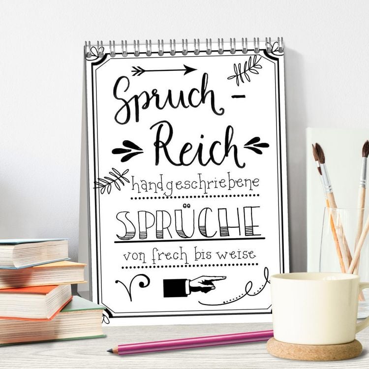 Produktbild: Spruch-Reich-handgeschriebene Spr&uuml;che von frech bis weise (Tischkalender 2026 DIN A5 hoch), CALVENDO Monatskalender