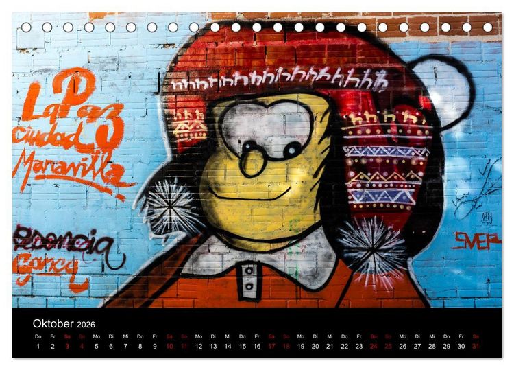 Produktbild: Graffiti und Street Art in La Paz (Tischkalender 2026 DIN A5 quer), CALVENDO Monatskalender