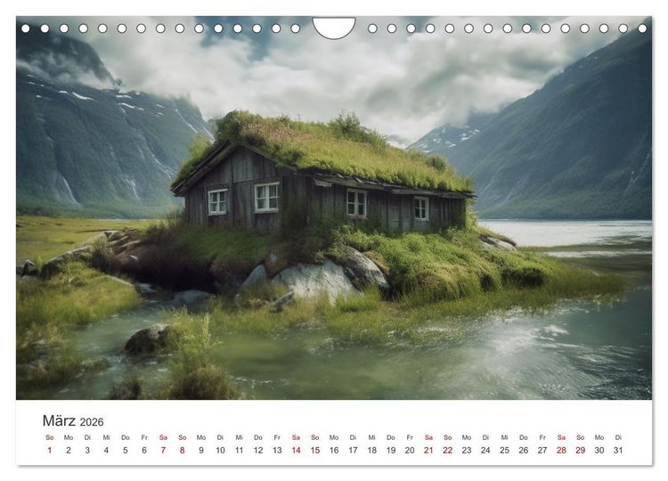 Produktbild: H&uuml;ttenzauber - Ein visueller Streifzug durch Norwegens Wildnis (Wandkalender 2026 DIN A4 quer), CALVENDO Monatskalender