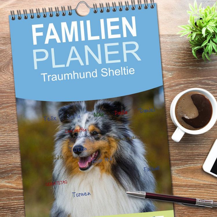 Produktbild: Familienplaner 2026 - Traumhund Sheltie mit 5 Spalten (Wandkalender, 21 x 45 cm) CALVENDO