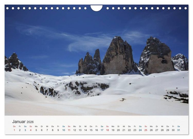 Produktbild: Dolomiten - Rundreise um Drei Zinnen (Wandkalender 2026 DIN A4 quer), CALVENDO Monatskalender