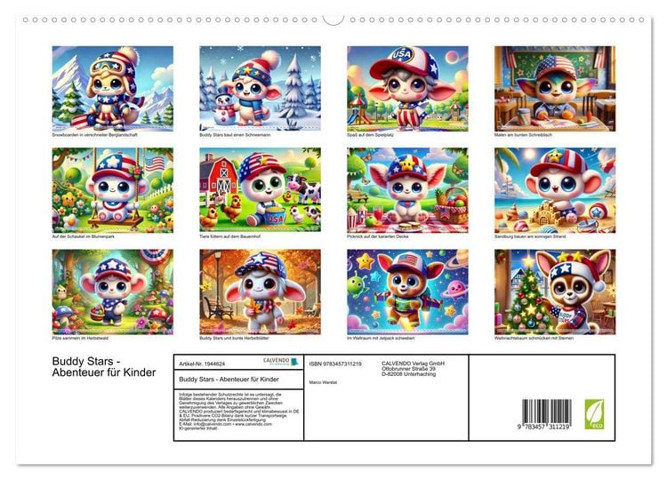 Produktbild: Buddy Stars - Abenteuer f&uuml;r Kinder (hochwertiger Premium Wandkalender 2026 DIN A2 quer), Kunstdruck in Hochglanz