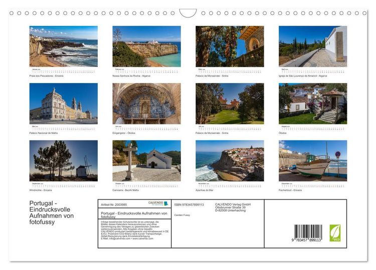 Produktbild: Portugal - Eindrucksvolle Aufnahmen von fotofussy (Wandkalender 2026 DIN A3 quer), CALVENDO Monatskalender