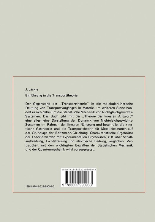 Produktbild: Einf&uuml;hrung in die Transporttheorie