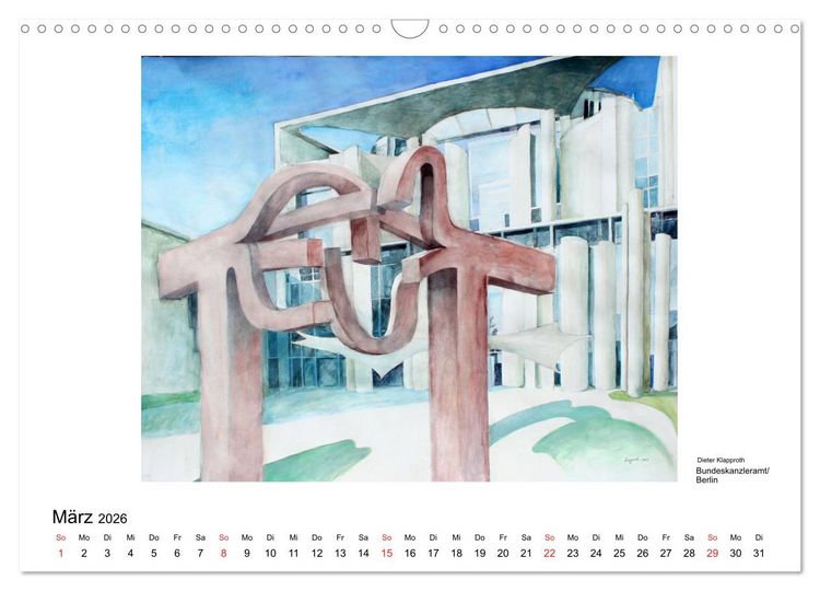 Produktbild: Pinselspuren einer Deutschlandreise - 12 Aquarelle von Dieter Klapproth (Wandkalender 2026 DIN A3 quer), CALVENDO Monatskalender