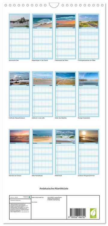 Produktbild: Familienplaner 2026 - Andalusische Atlantikk&uuml;ste mit 5 Spalten (Wandkalender, 21 x 45 cm) CALVENDO
