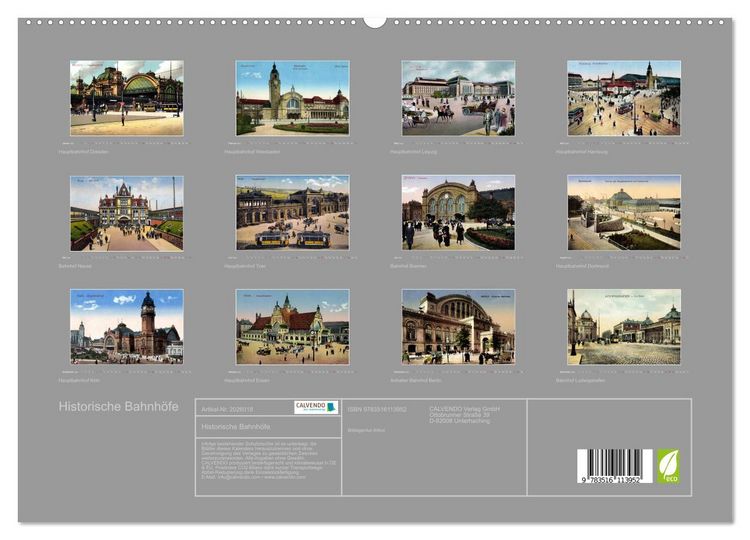 Produktbild: Historische Bahnh&ouml;fe (hochwertiger Premium Wandkalender 2026 DIN A2 quer), Kunstdruck in Hochglanz