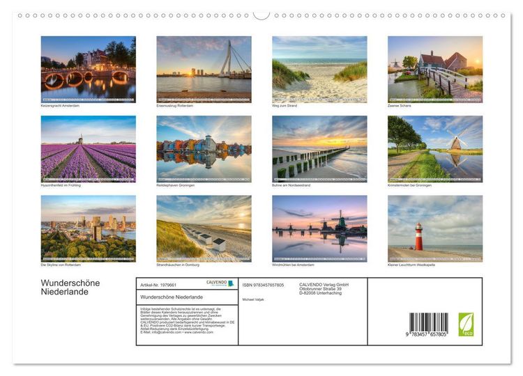 Produktbild: Wundersch&ouml;ne Niederlande (hochwertiger Premium Wandkalender 2026 DIN A2 quer), Kunstdruck in Hochglanz