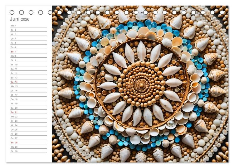 Produktbild: Natural Mandalas - Kraftvolle KI Mandalas aus Naturmaterialien (Tischkalender 2026 DIN A5 quer), CALVENDO Monatskalender