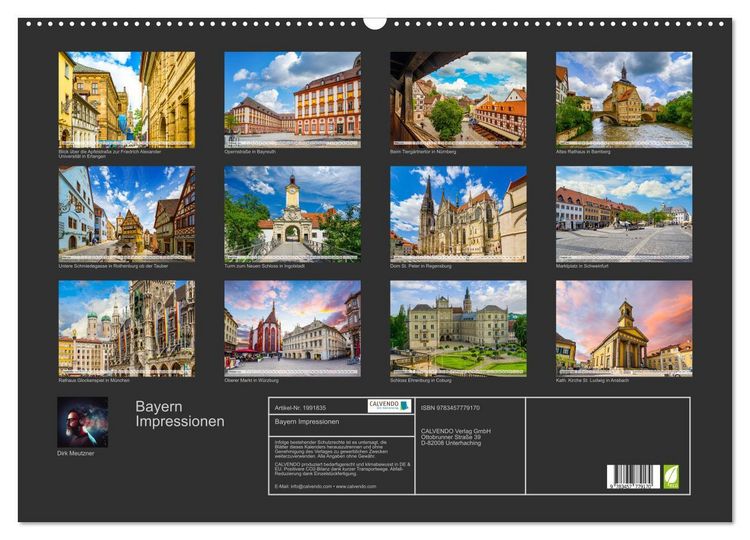 Produktbild: Bayern Impressionen (Wandkalender 2026 DIN A2 quer), CALVENDO Monatskalender
