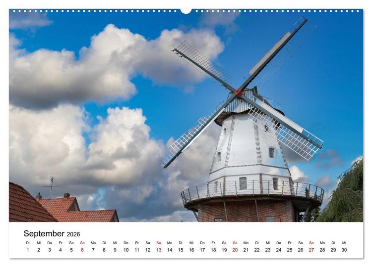 Produktbild: Ostfriesische M&uuml;hlenlandschaft (Wandkalender 2026 DIN A2 quer), CALVENDO Monatskalender