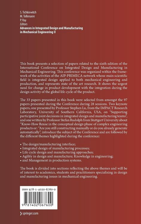 Produktbild: Advances in Integrated Design and Manufacturing in Mechanical Engineering II