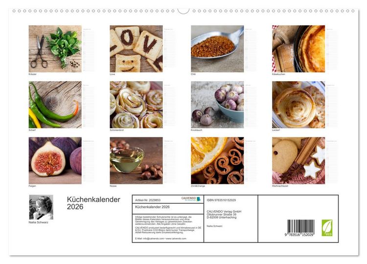 Produktbild: K&uuml;chenkalender 2026 (hochwertiger Premium Wandkalender 2026 DIN A2 quer), Kunstdruck in Hochglanz