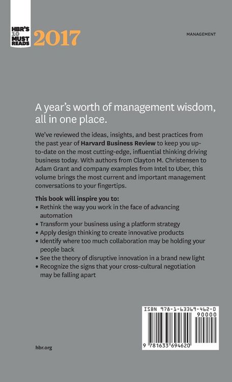 Produktbild: HBR's 10 Must Reads 2017