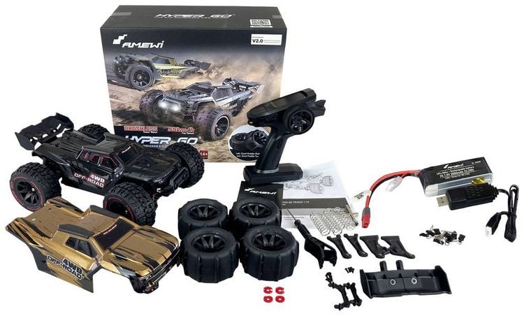 Produktbild: Amewi Hyper GO Schwarz, Gold Brushless 1:14 RC Modellauto Elektro Truggy Allradantrieb (4WD) RtR 2,4 GHz