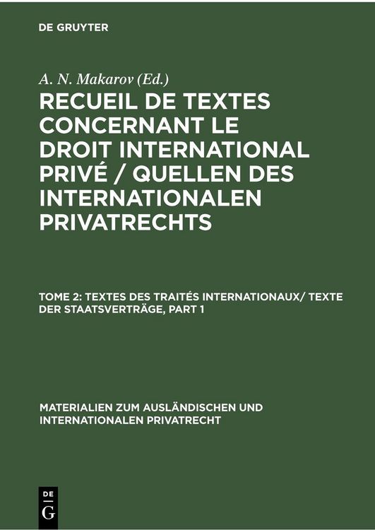 Produktbild: Textes des Trait&eacute;s Internationaux/ Texte der Staatsvertr&auml;ge