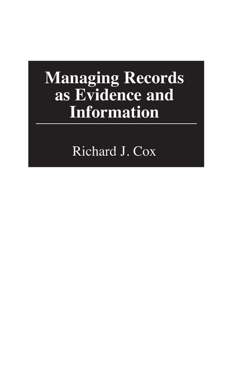 Produktbild: Managing Records as Evidence and Information