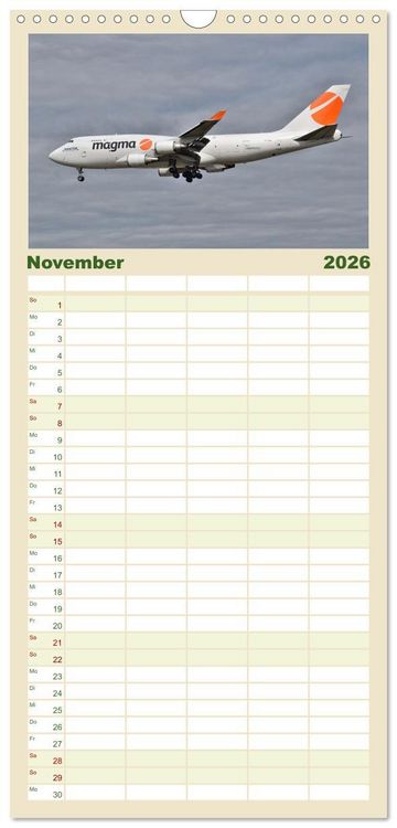Produktbild: Familienplaner 2026 - Flugzeuge aller Art mit 5 Spalten (Wandkalender, 21 x 45 cm) CALVENDO