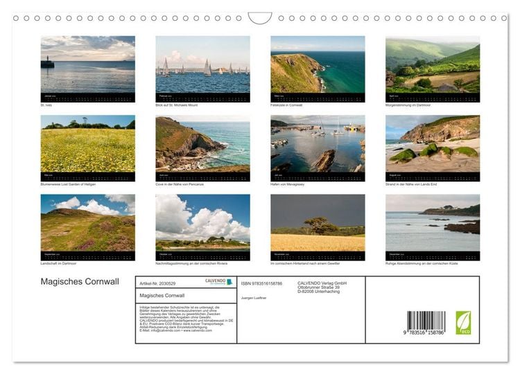 Produktbild: Magisches Cornwall (Wandkalender 2026 DIN A3 quer), CALVENDO Monatskalender