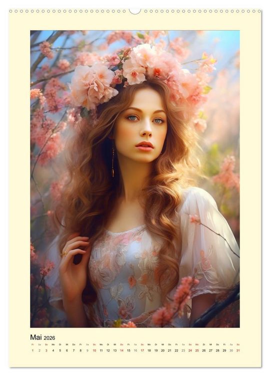 Produktbild: Bl&uuml;tenzauber. Floraler Reigen. Bezaubernde Frauen in Blumenpracht (hochwertiger Premium Wandkalender 2026 DIN A2 hoch), Kunstdruck in Hochglanz
